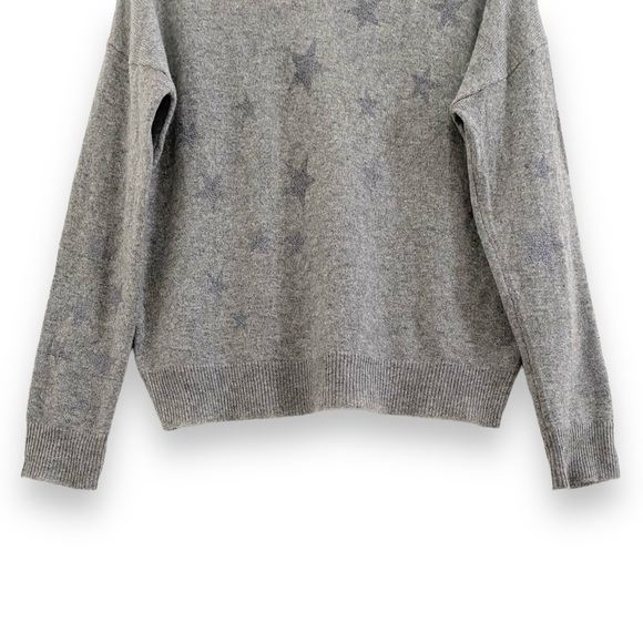 27 Miles Malibu Heathered Gray Sparkle Glitter Star 100% Cashmere Sweater XS/S - Picture 4 of 8